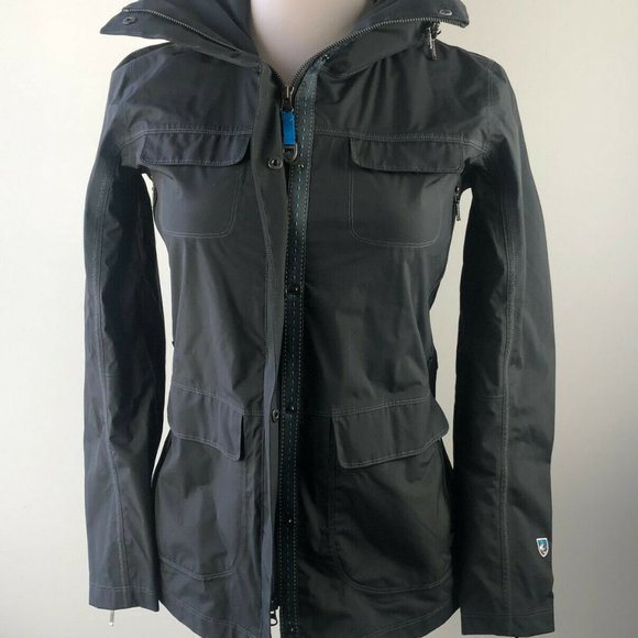 Kuhl Saboteura Waterproof Jacket Zip Raincoat Raven Gray Lightweight Size Small - Picture 2 of 12